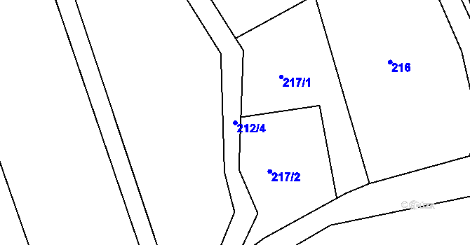 Parcela st. 212/4 v KÚ Borek u Rokycan, Katastrální mapa