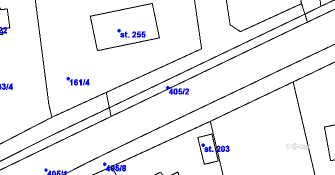 Parcela st. 405/2 v KÚ Borek u Rokycan, Katastrální mapa