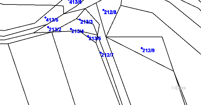 Parcela st. 212/7 v KÚ Borek u Rokycan, Katastrální mapa