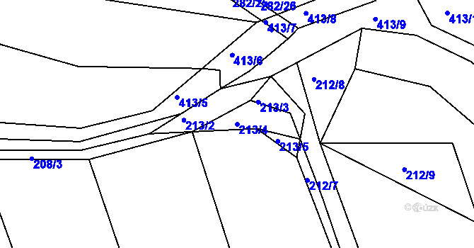 Parcela st. 213/4 v KÚ Borek u Rokycan, Katastrální mapa