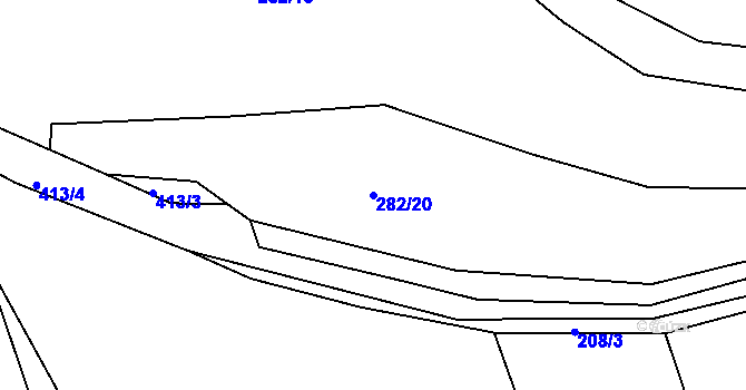 Parcela st. 282/20 v KÚ Borek u Rokycan, Katastrální mapa