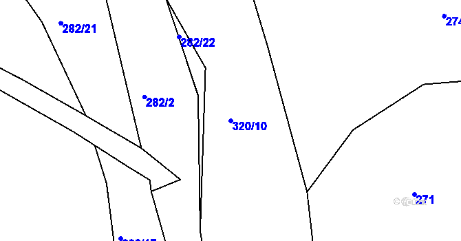 Parcela st. 320/10 v KÚ Borek u Rokycan, Katastrální mapa