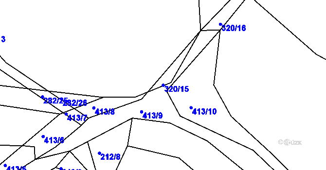 Parcela st. 320/15 v KÚ Borek u Rokycan, Katastrální mapa