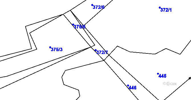 Parcela st. 372/7 v KÚ Borek u Rokycan, Katastrální mapa