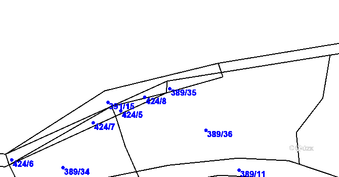 Parcela st. 389/35 v KÚ Borek u Rokycan, Katastrální mapa