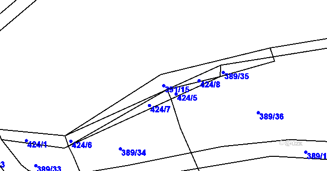 Parcela st. 391/15 v KÚ Borek u Rokycan, Katastrální mapa