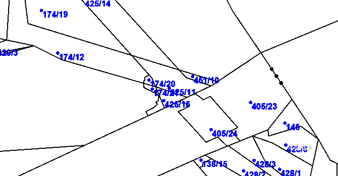 Parcela st. 425/11 v KÚ Borek u Rokycan, Katastrální mapa