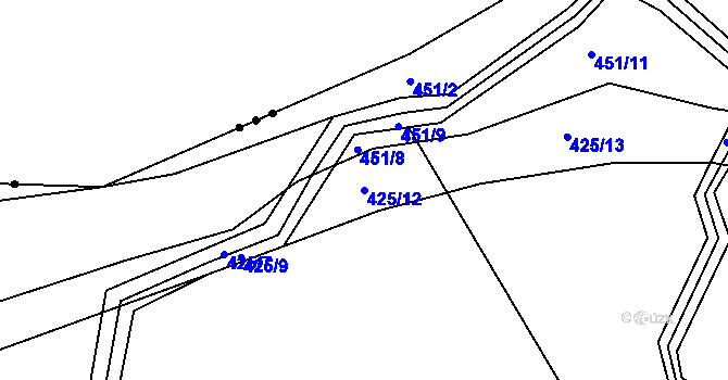 Parcela st. 425/12 v KÚ Borek u Rokycan, Katastrální mapa