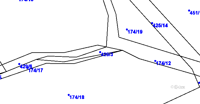 Parcela st. 429/3 v KÚ Borek u Rokycan, Katastrální mapa