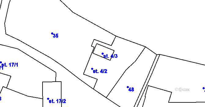 Parcela st. 4/3 v KÚ Borek u Rokycan, Katastrální mapa