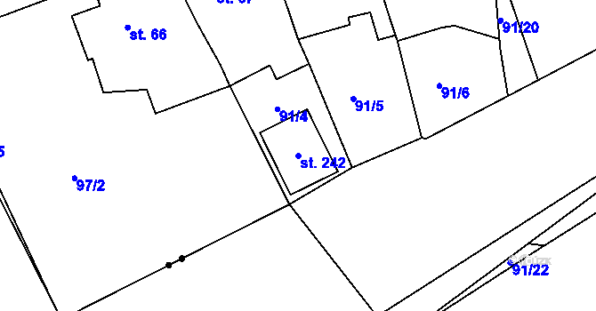 Parcela st. 242 v KÚ Borek u Rokycan, Katastrální mapa