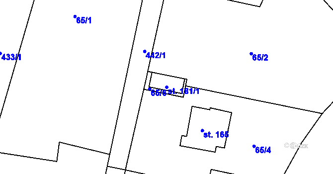 Parcela st. 181/1 v KÚ Borek u Rokycan, Katastrální mapa