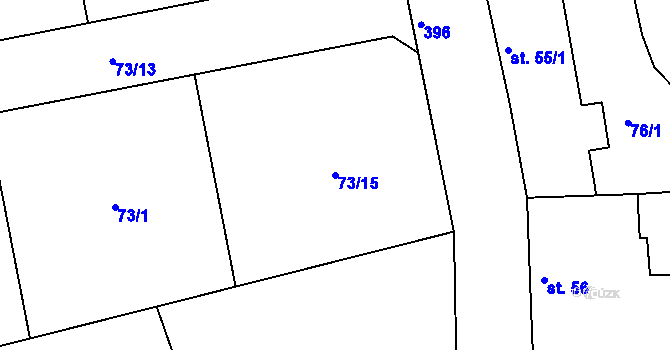 Parcela st. 73/15 v KÚ Borek u Rokycan, Katastrální mapa