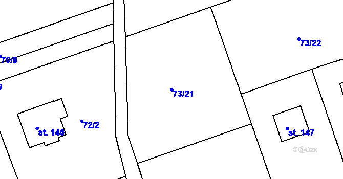 Parcela st. 73/21 v KÚ Borek u Rokycan, Katastrální mapa