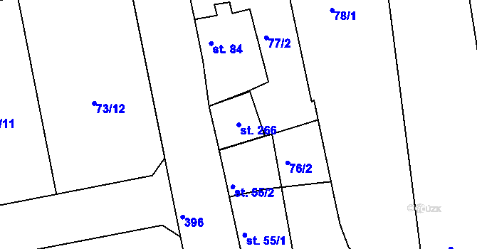 Parcela st. 266 v KÚ Borek u Rokycan, Katastrální mapa