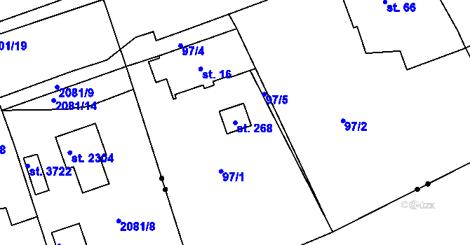 Parcela st. 268 v KÚ Borek u Rokycan, Katastrální mapa