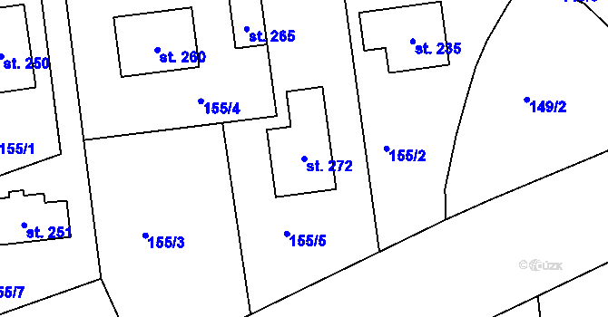 Parcela st. 272 v KÚ Borek u Rokycan, Katastrální mapa