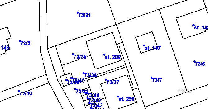 Parcela st. 289 v KÚ Borek u Rokycan, Katastrální mapa