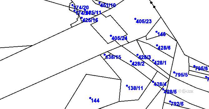 Parcela st. 138/15 v KÚ Borek u Rokycan, Katastrální mapa