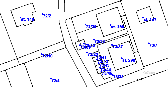 Parcela st. 73/40 v KÚ Borek u Rokycan, Katastrální mapa