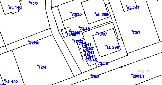 Parcela st. 73/41 v KÚ Borek u Rokycan, Katastrální mapa