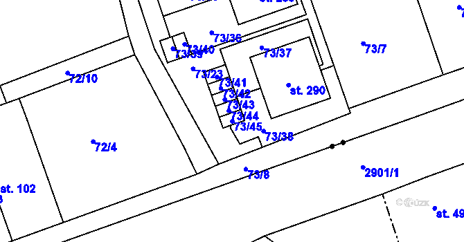 Parcela st. 73/45 v KÚ Borek u Rokycan, Katastrální mapa