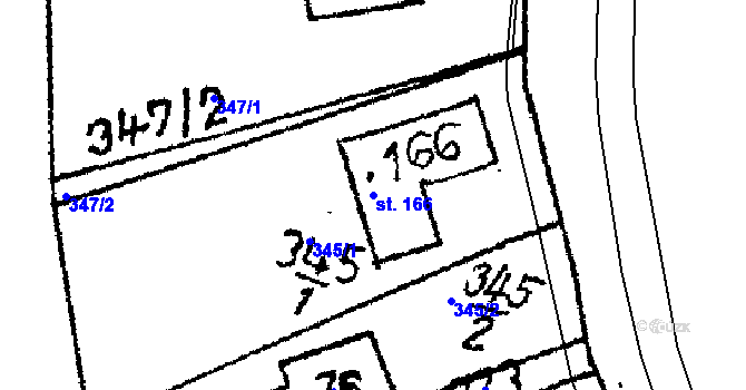 Parcela st. 166 v KÚ Dolní Rokytá, Katastrální mapa
