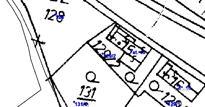 Parcela st. 129/2 v KÚ Dolní Rokytá, Katastrální mapa