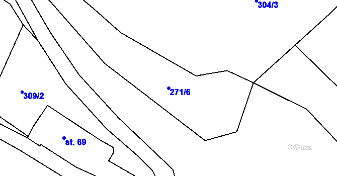Parcela st. 271/6 v KÚ Dolní Rokytá, Katastrální mapa
