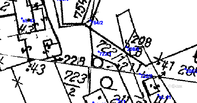 Parcela st. 722/1 v KÚ Dolní Rokytá, Katastrální mapa