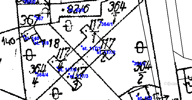 Parcela st. 117/2 v KÚ Dolní Rokytá, Katastrální mapa