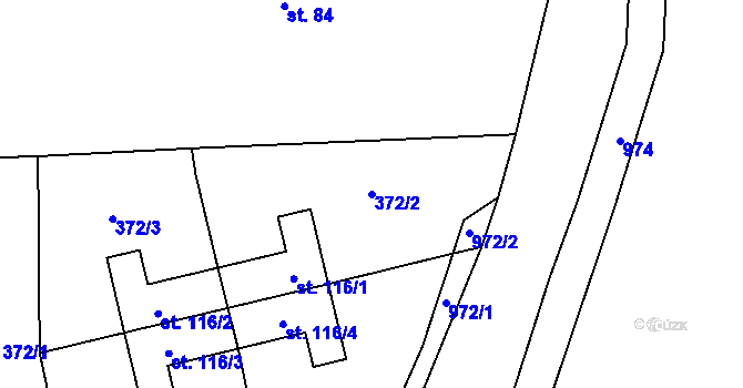 Parcela st. 372/2 v KÚ Dolní Rokytá, Katastrální mapa