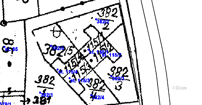 Parcela st. 115/2 v KÚ Dolní Rokytá, Katastrální mapa