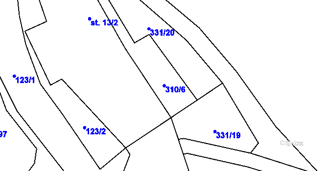 Parcela st. 310/6 v KÚ Dolní Rokytá, Katastrální mapa
