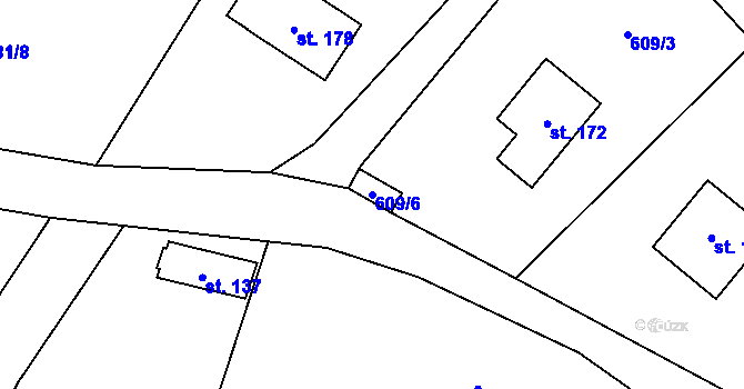 Parcela st. 609/6 v KÚ Dolní Rokytá, Katastrální mapa