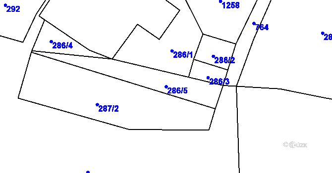 Parcela st. 286/5 v KÚ Dolní Rokytá, Katastrální mapa