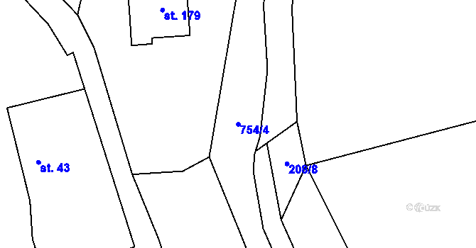 Parcela st. 754/4 v KÚ Dolní Rokytá, Katastrální mapa