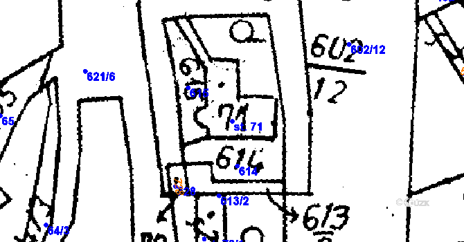 Parcela st. 71 v KÚ Horní Rokytá, Katastrální mapa