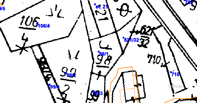 Parcela st. 98/1 v KÚ Horní Rokytá, Katastrální mapa