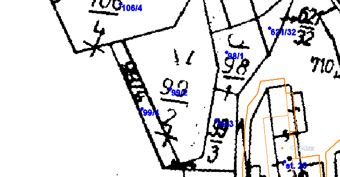 Parcela st. 99/2 v KÚ Horní Rokytá, Katastrální mapa