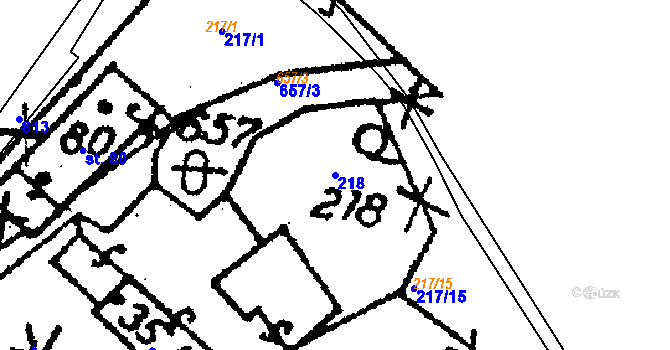 Parcela st. 218 v KÚ Horní Rokytá, Katastrální mapa
