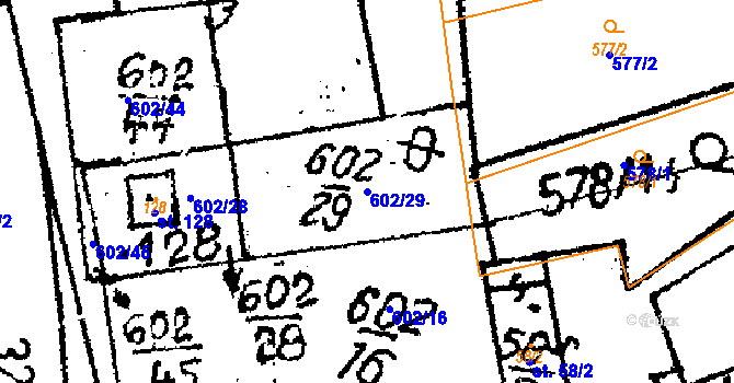 Parcela st. 602/29 v KÚ Horní Rokytá, Katastrální mapa