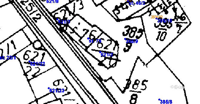 Parcela st. 621/2 v KÚ Horní Rokytá, Katastrální mapa