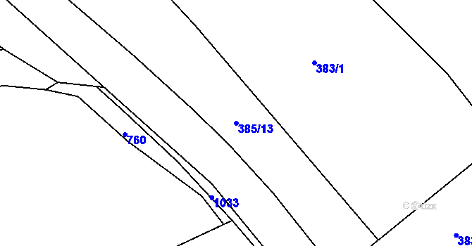 Parcela st. 385/13 v KÚ Horní Rokytá, Katastrální mapa