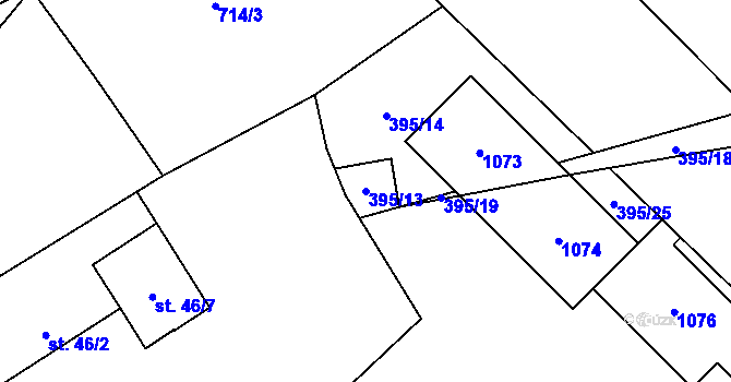 Parcela st. 395/13 v KÚ Horní Rokytá, Katastrální mapa