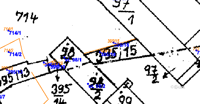 Parcela st. 395/18 v KÚ Horní Rokytá, Katastrální mapa