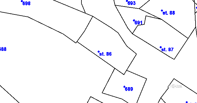 Parcela st. 86 v KÚ Horní Rokytňany, Katastrální mapa