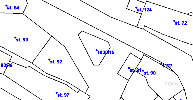 Parcela st. 1035/15 v KÚ Horní Rokytňany, Katastrální mapa