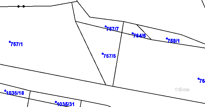 Parcela st. 757/5 v KÚ Horní Rokytňany, Katastrální mapa