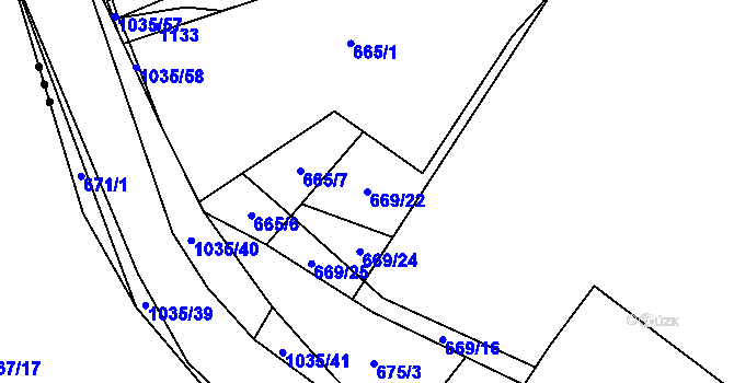 Parcela st. 669/22 v KÚ Horní Rokytňany, Katastrální mapa